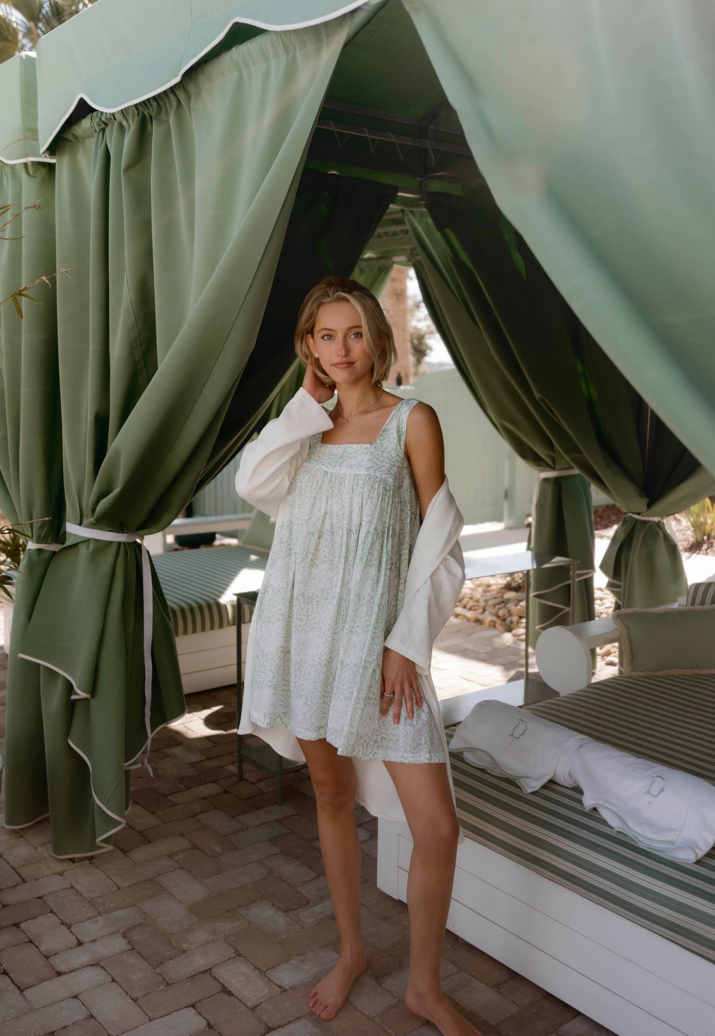 Tie Sleep Dress - Sea Glass Green