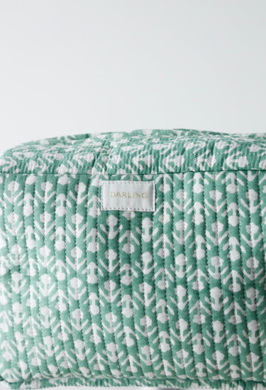 Quilted Cosmetic Pouch - Turquoise Tulip