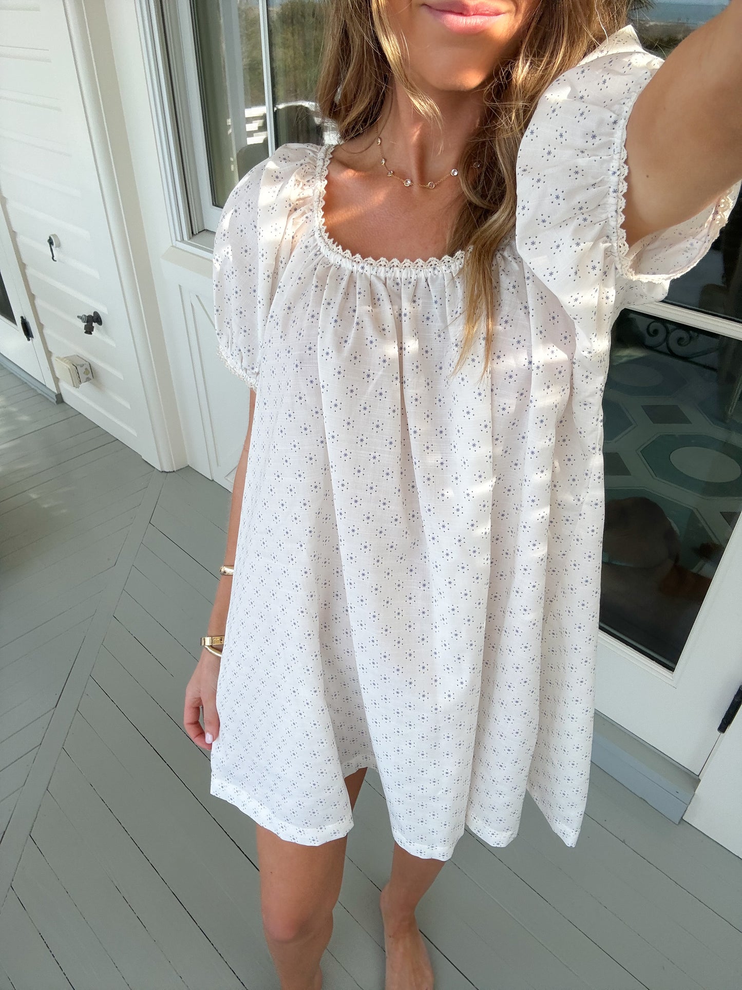 The Millie Mini - Blue Daisy Dot