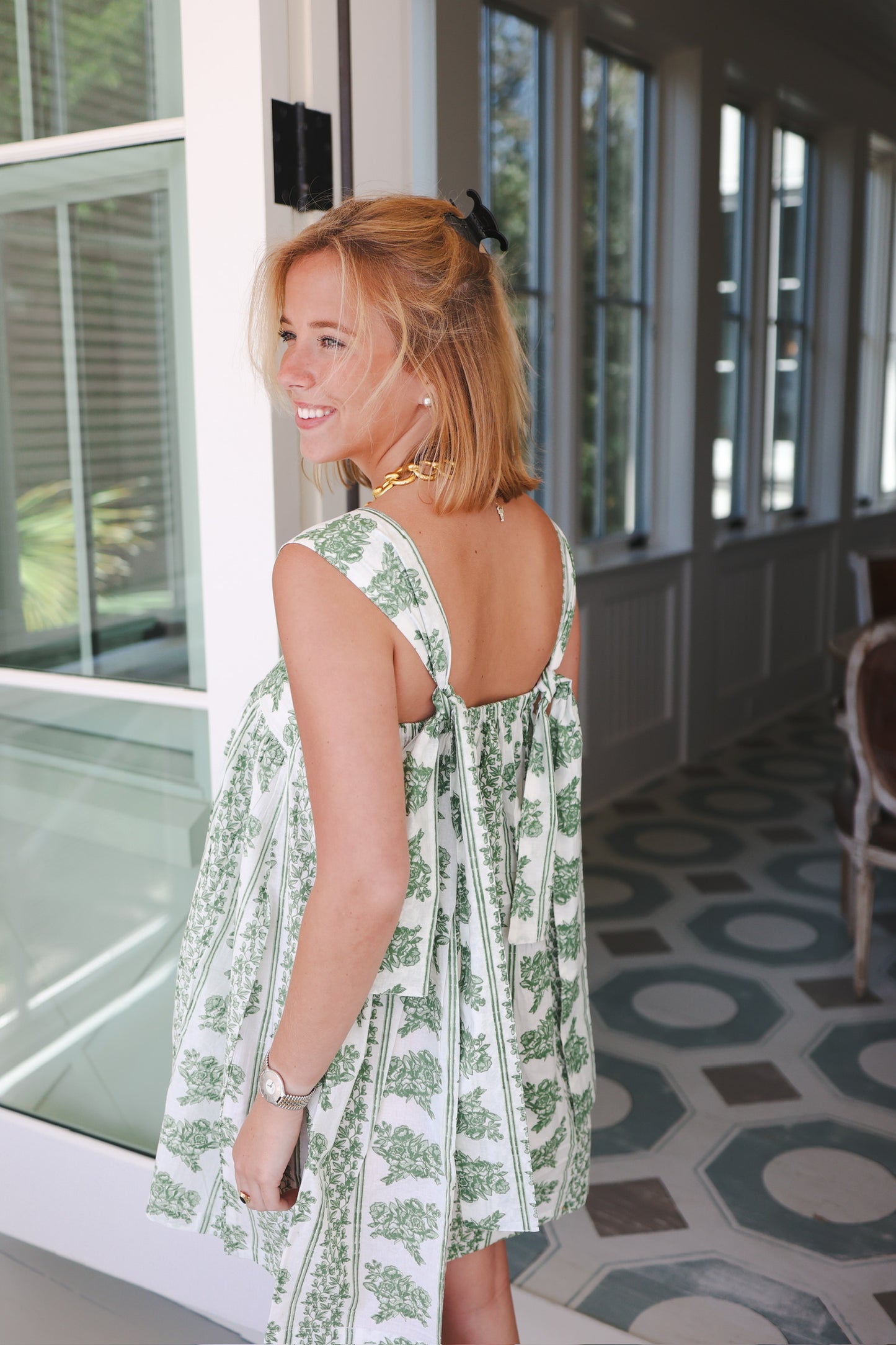 Tie Sleep Dress - Garden Green