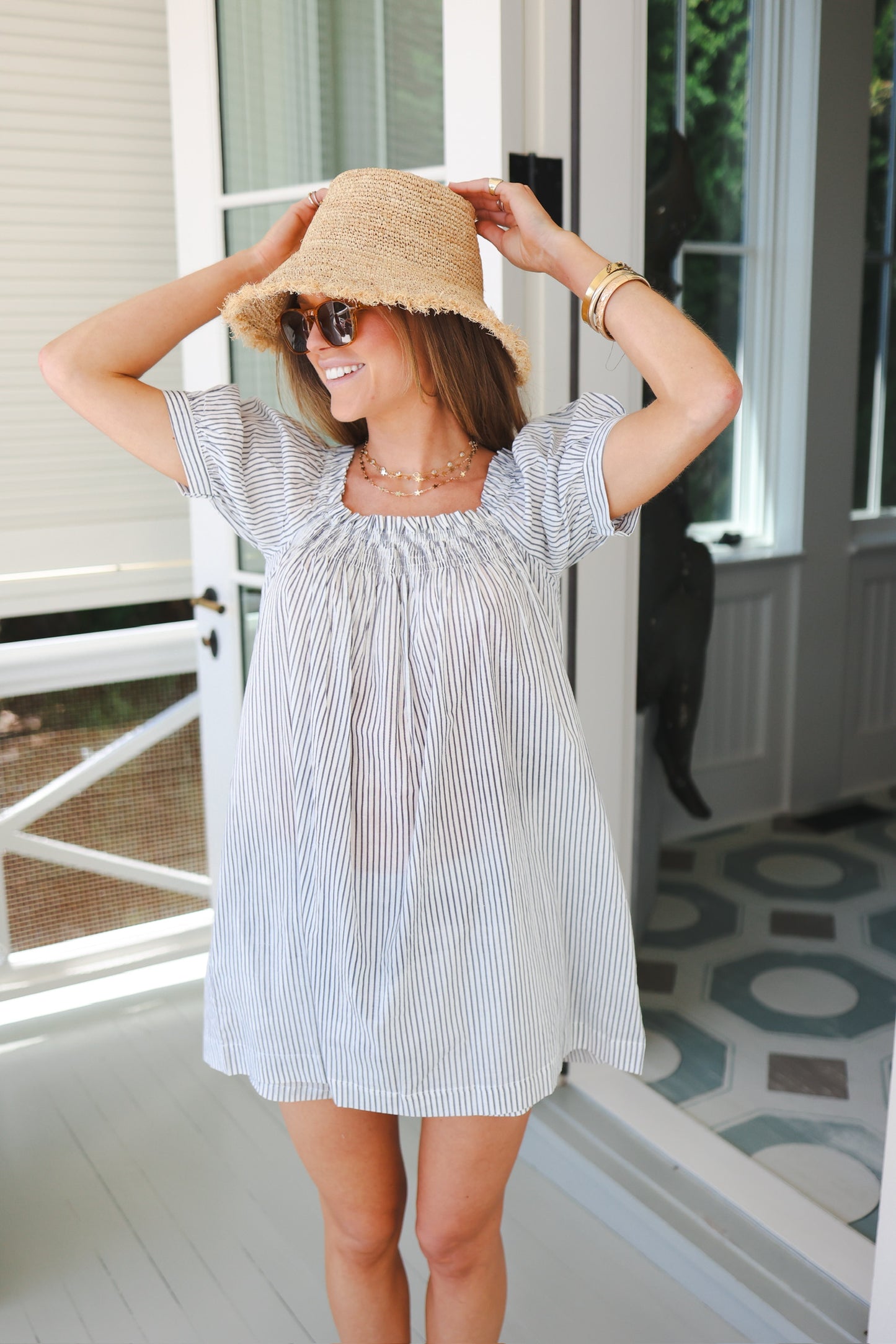 The Sweet and Short Set - Grey Porch Pinstripe