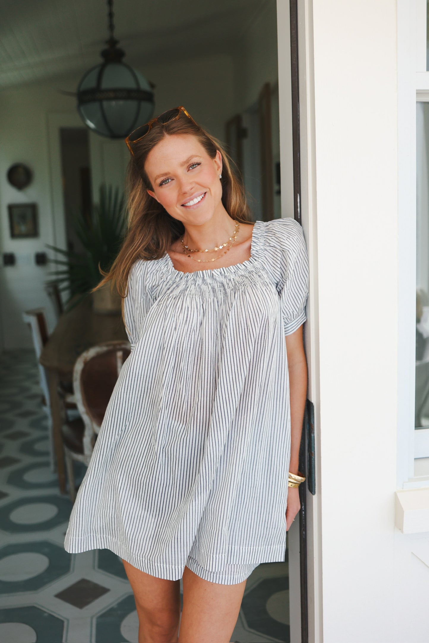 The Sweet and Short Set - Grey Porch Pinstripe