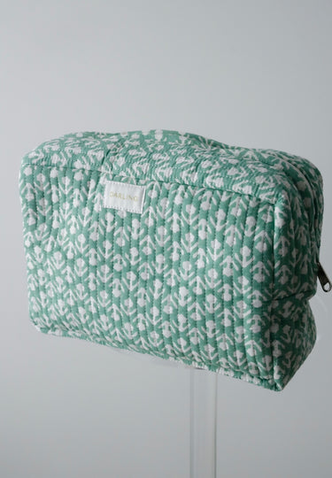 Quilted Cosmetic Pouch - Turquoise Tulip