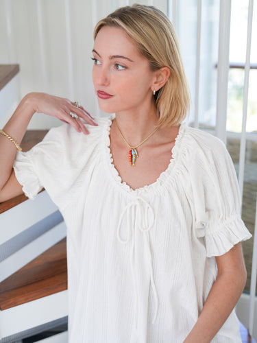 Mini Dress - White Pointelle