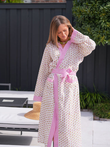 Lounge Robe - Pink Peony Bud