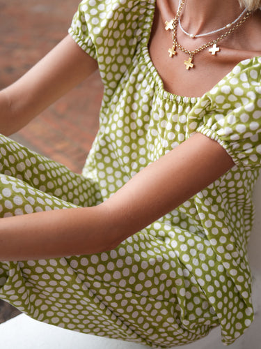 The Niko Pajama Set - Lime Dot
