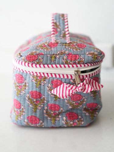 Quilted Train Case - Pink Dahlia