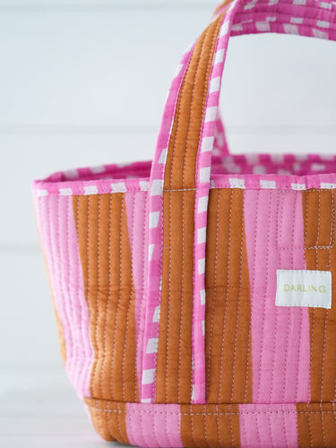 Olivia Tote - Pink Saddle Stripe