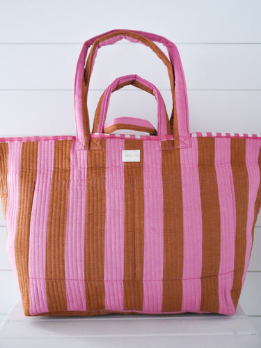 Darby Tote - Pink Saddle Stripe