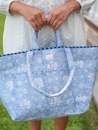 Darby Tote - Soft Blue Floral