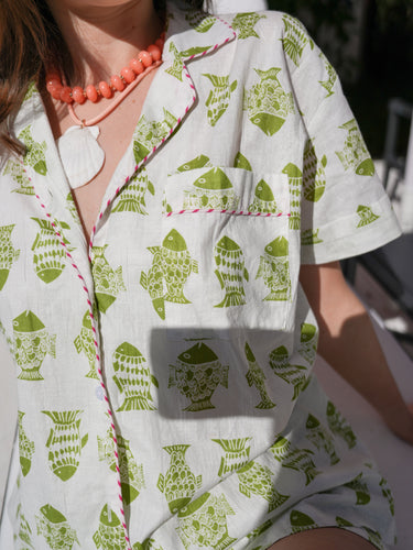 Green Pompano Pajama Set - Short/Short