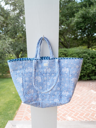 Darby Tote - Soft Blue Floral