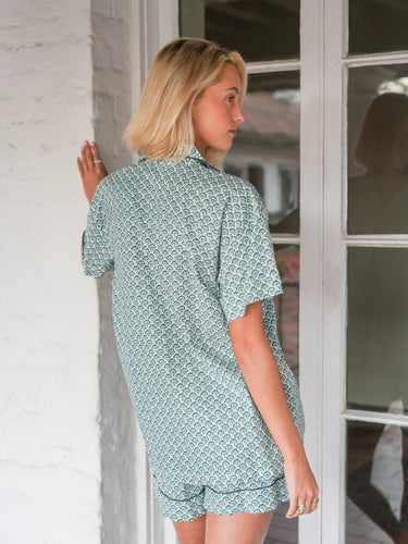 Turquoise Peacock Pajama Set - Short/Short