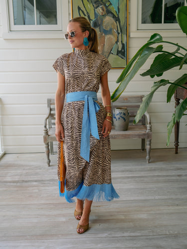 The Donna Maxi - Blue Fringe Zebra