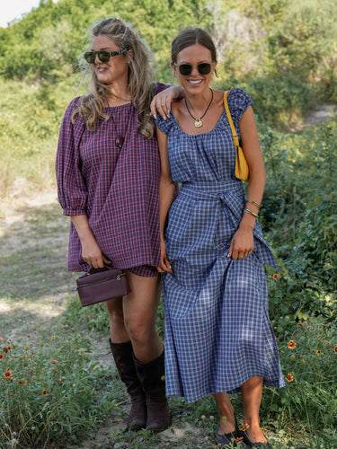 The Harper Maxi - Deep Blue Plaid