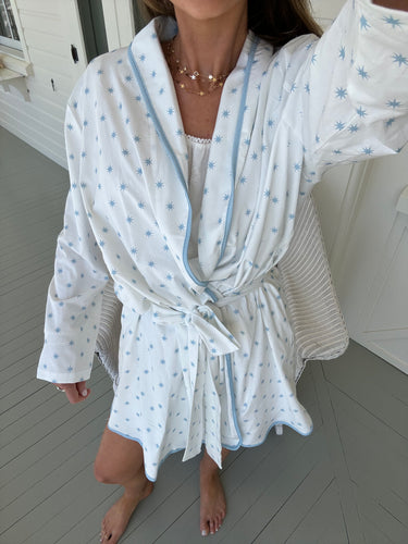 Pima Short Robe - Blue Star