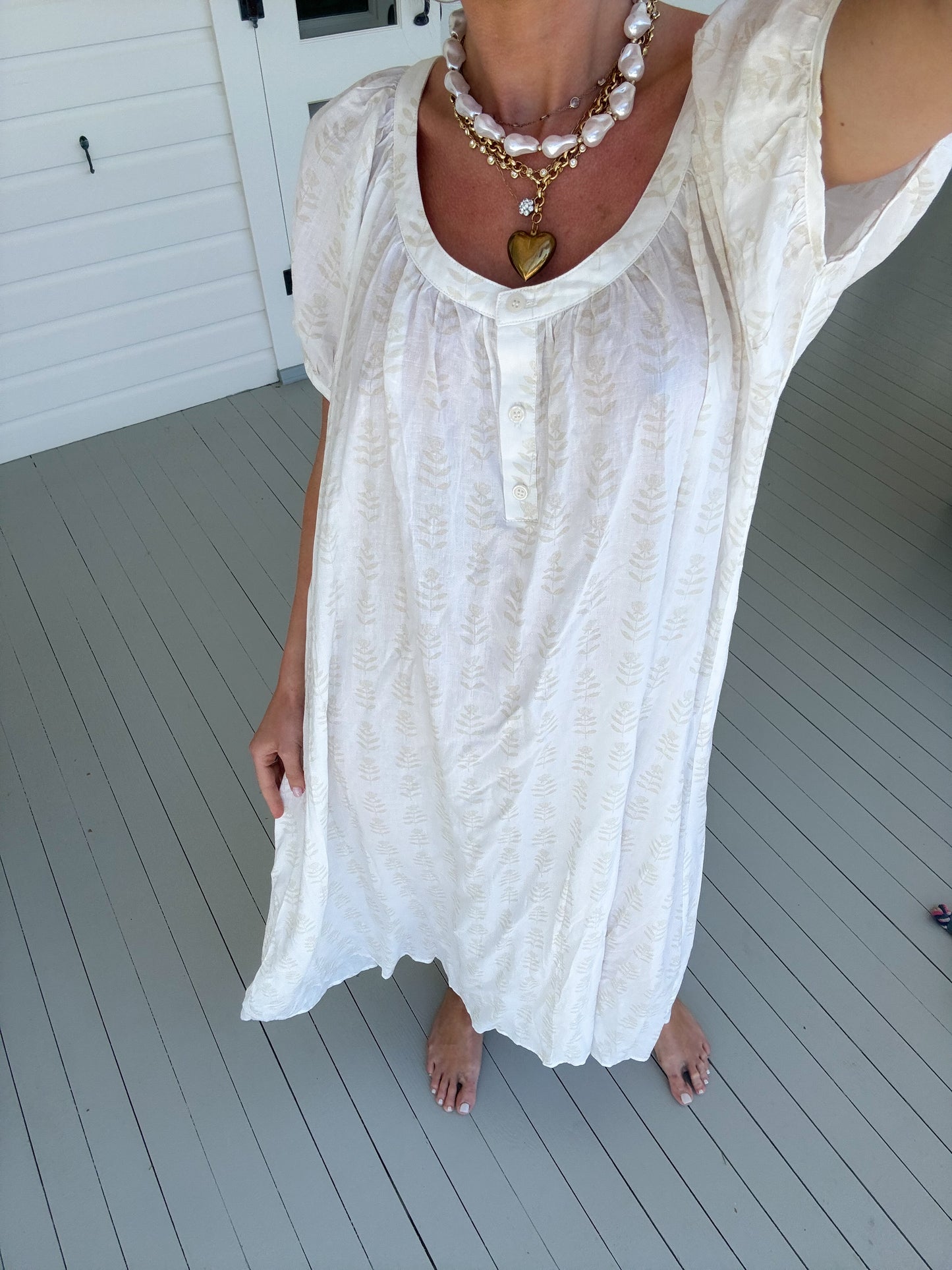 Short Sleeve Long Nightgown - Sand Dune