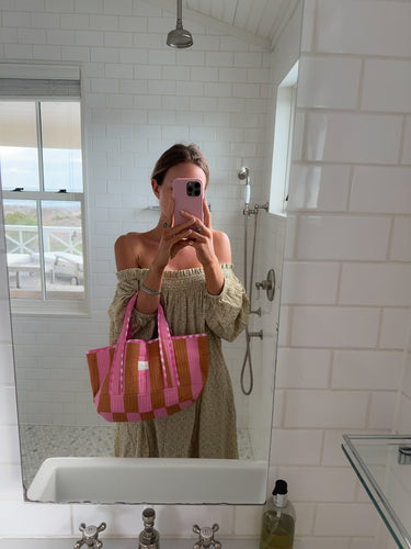 Olivia Tote - Pink Saddle Stripe