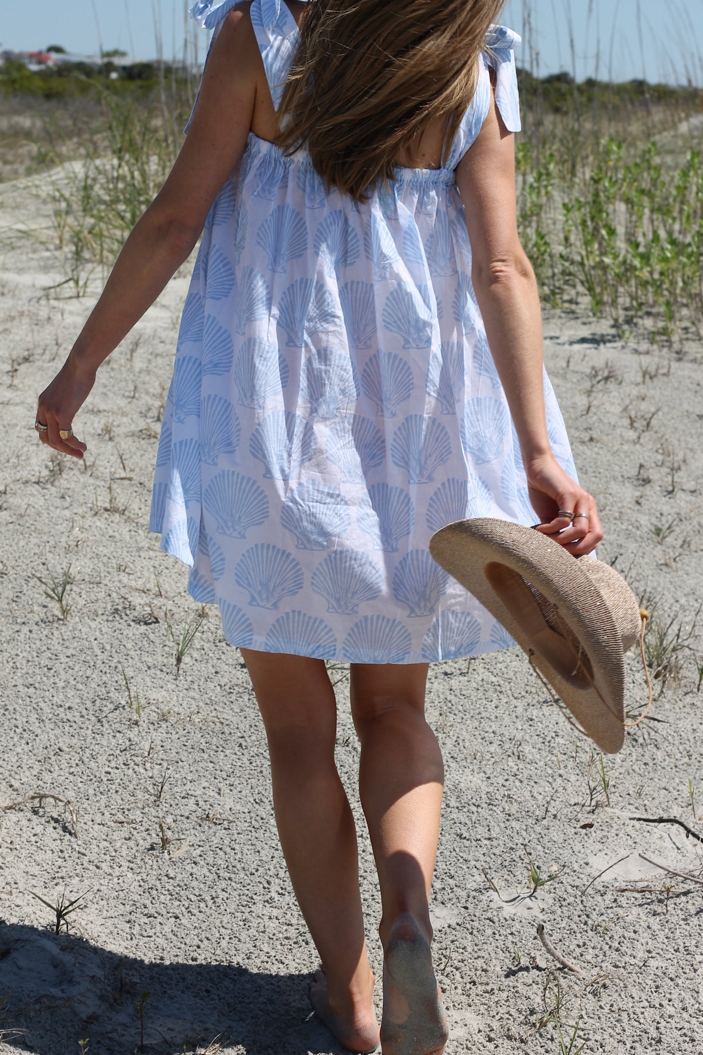 Tie Dress - Blue Scallop Shell