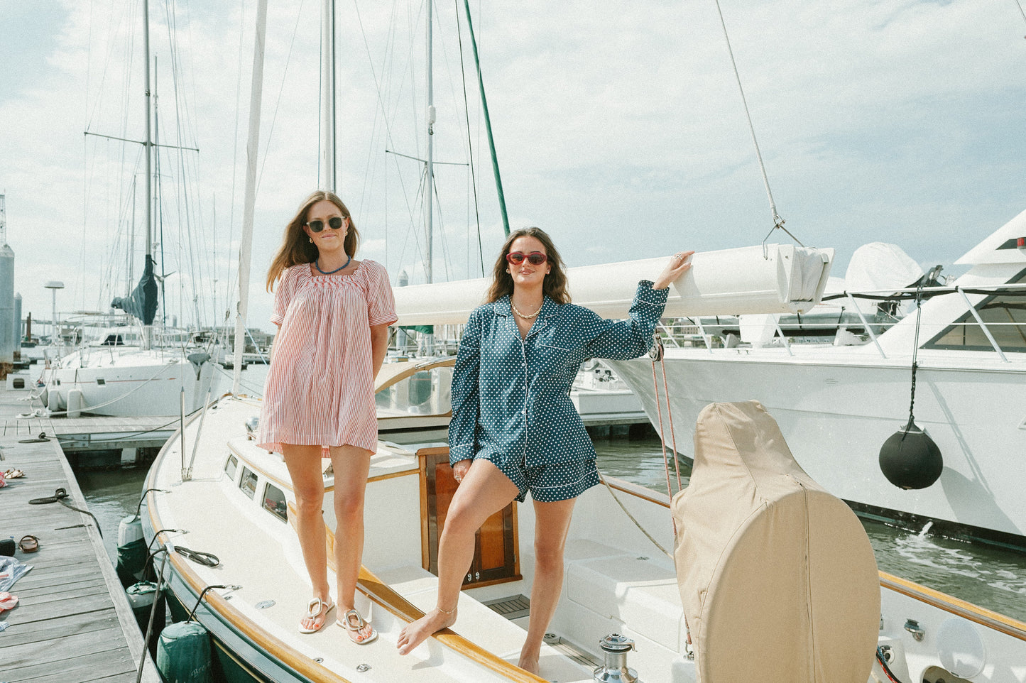 Nautical Navy Dot PJ Set - Long/Short