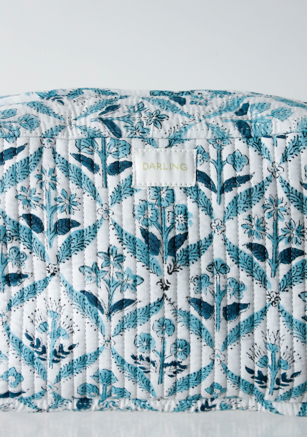 Quilted Cosmetic Pouch - Blooming in Blue