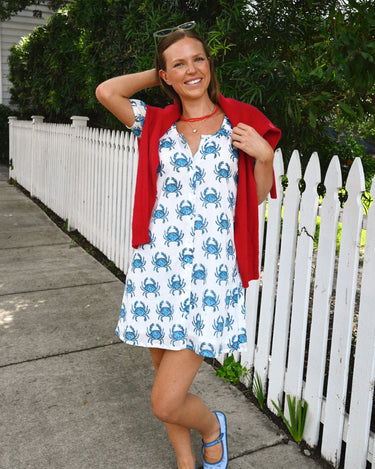 Everyday Mini Dress - Blue Crab