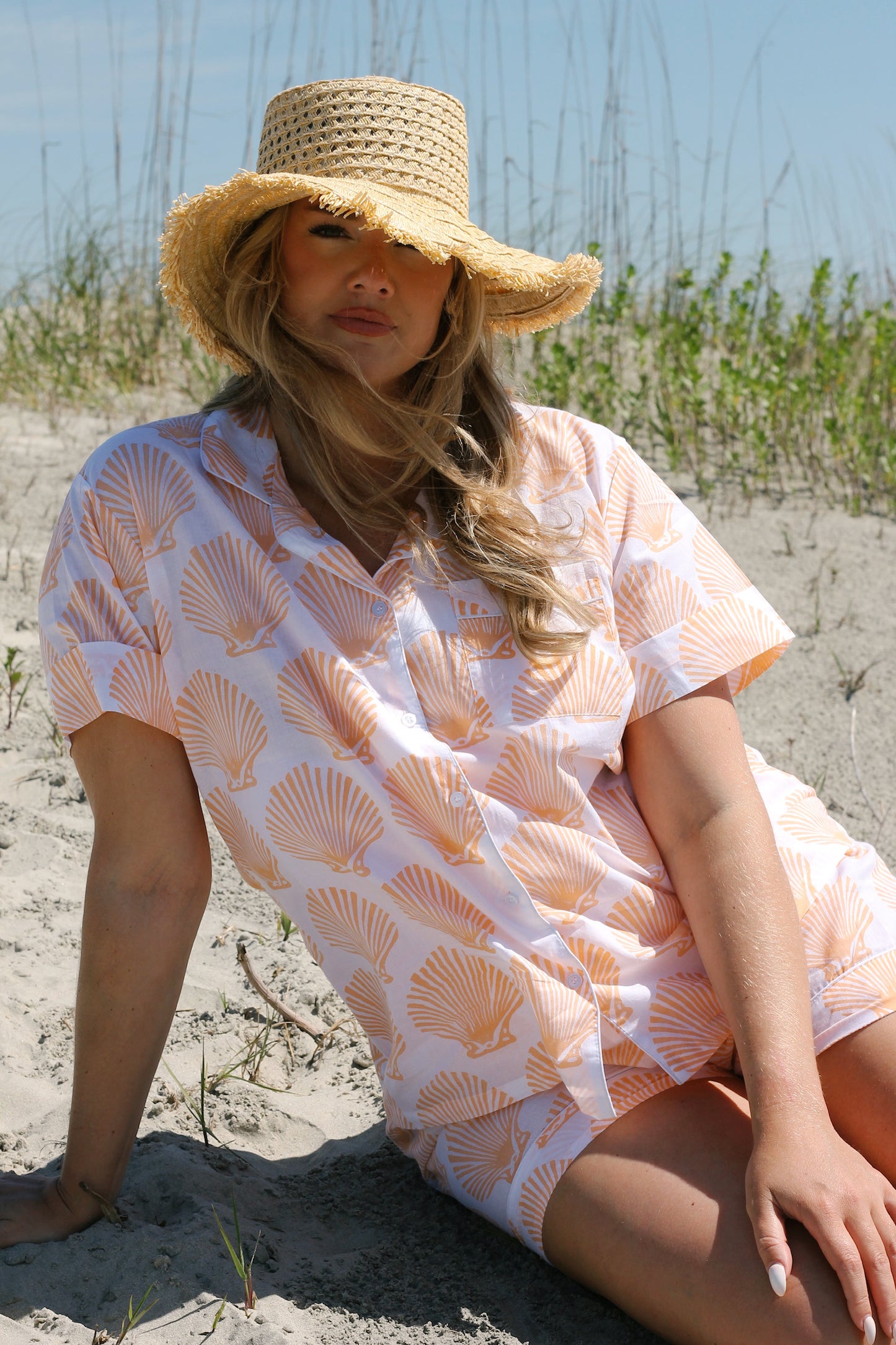 Tangerine Scallop Shell Set - Short / Short