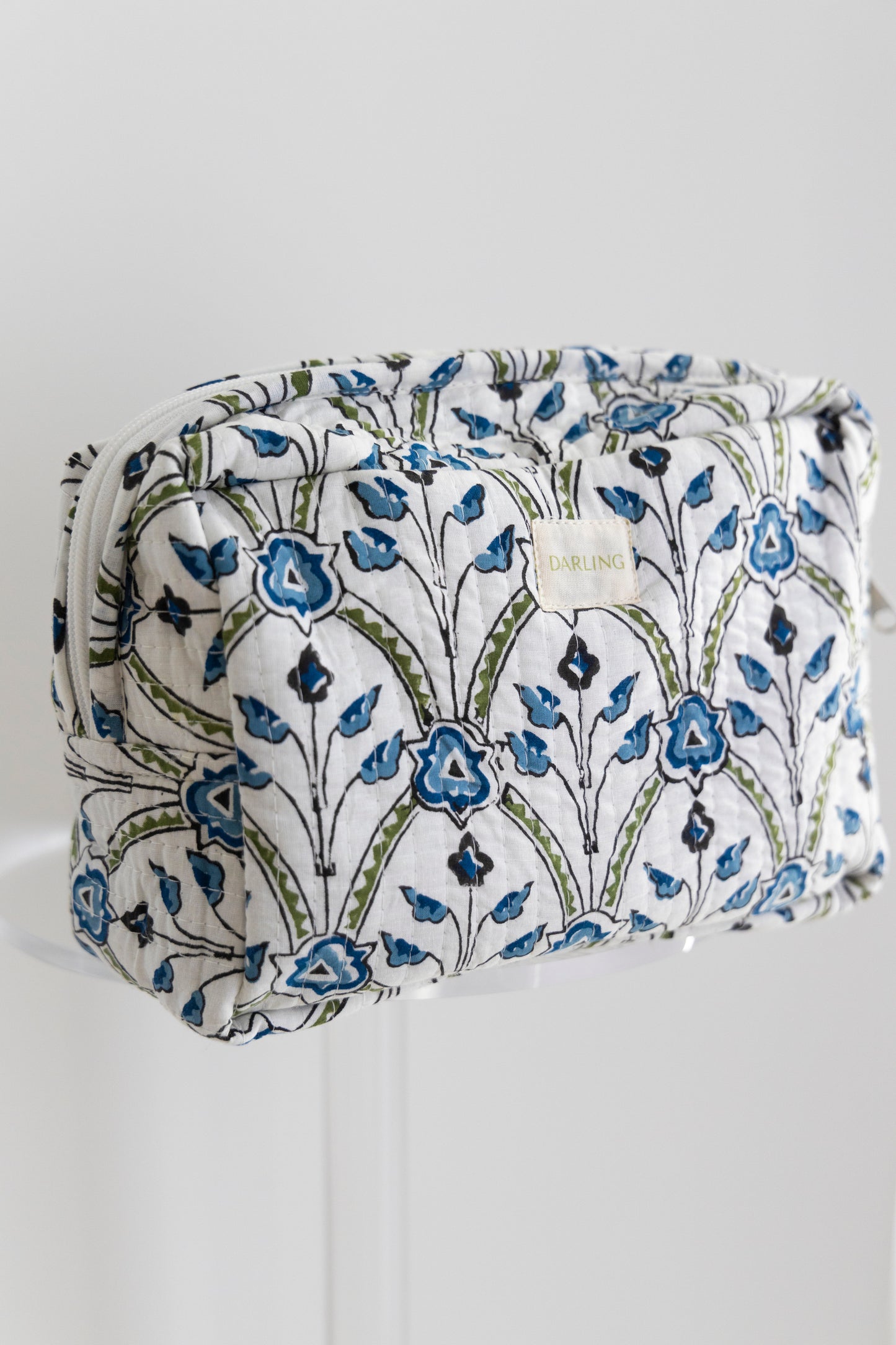 Quilted Cosmetic Bag - Royal Trellis