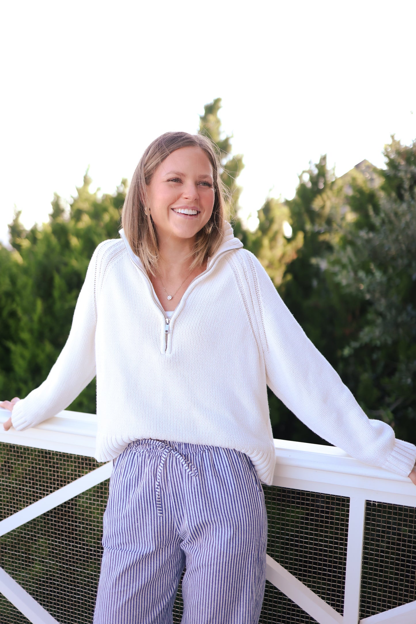 Lounge Pants - Thin Navy and White Stripe