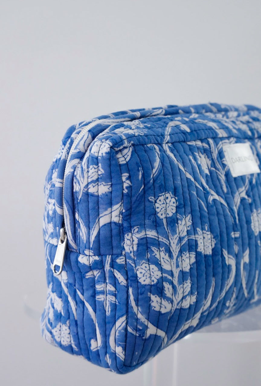 Quilted Cosmetic Bag - Deep Sea Blue