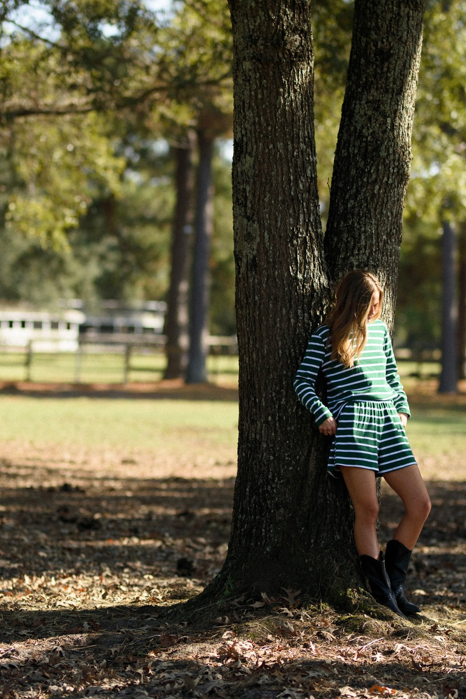 Perfect Pima PJ Set - Green and White Stripe