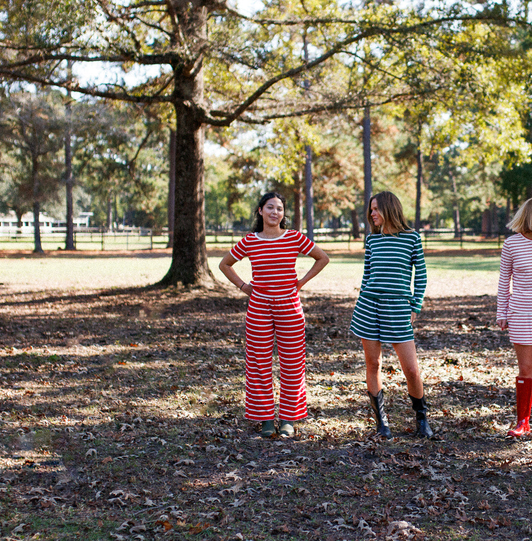 Perfect Pima PJ Set - Red French Stripe