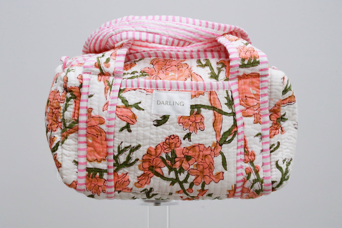 Quilted Handled Cosmetic Bag- Peachy Floral