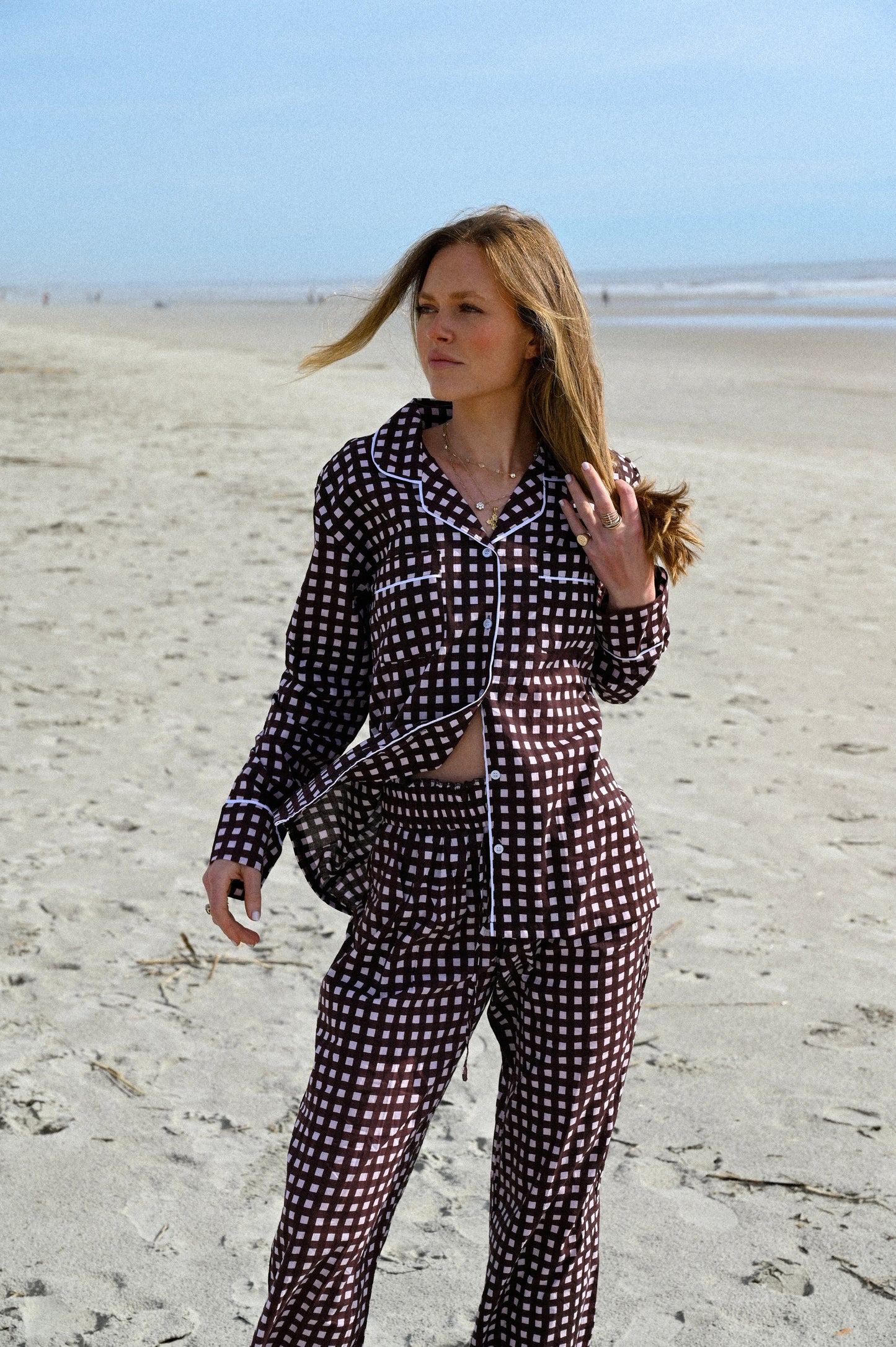 Cozy Pajama Set - Chocolate Check