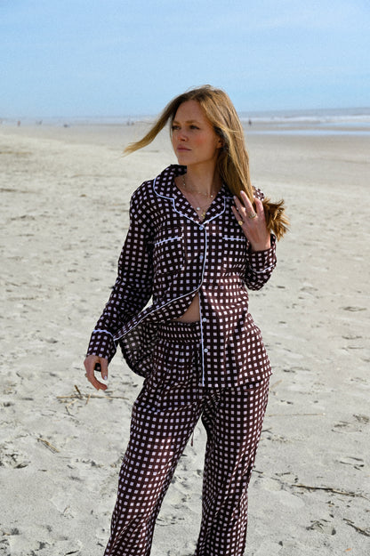 Cozy Pajama Set - Chocolate Check