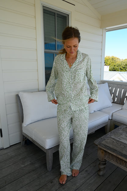 Cozy Pajama Set - Dainty Green Vine