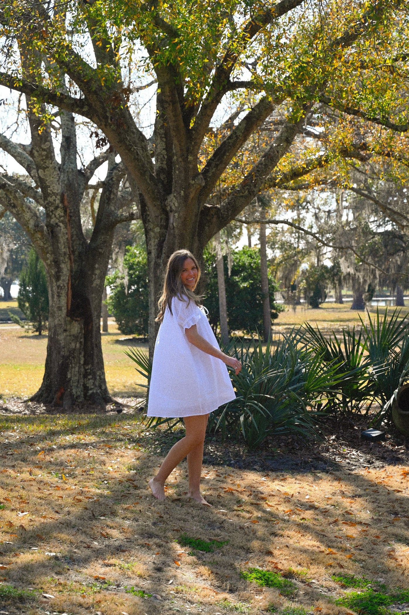 Mini Dress - White Swiss Dot