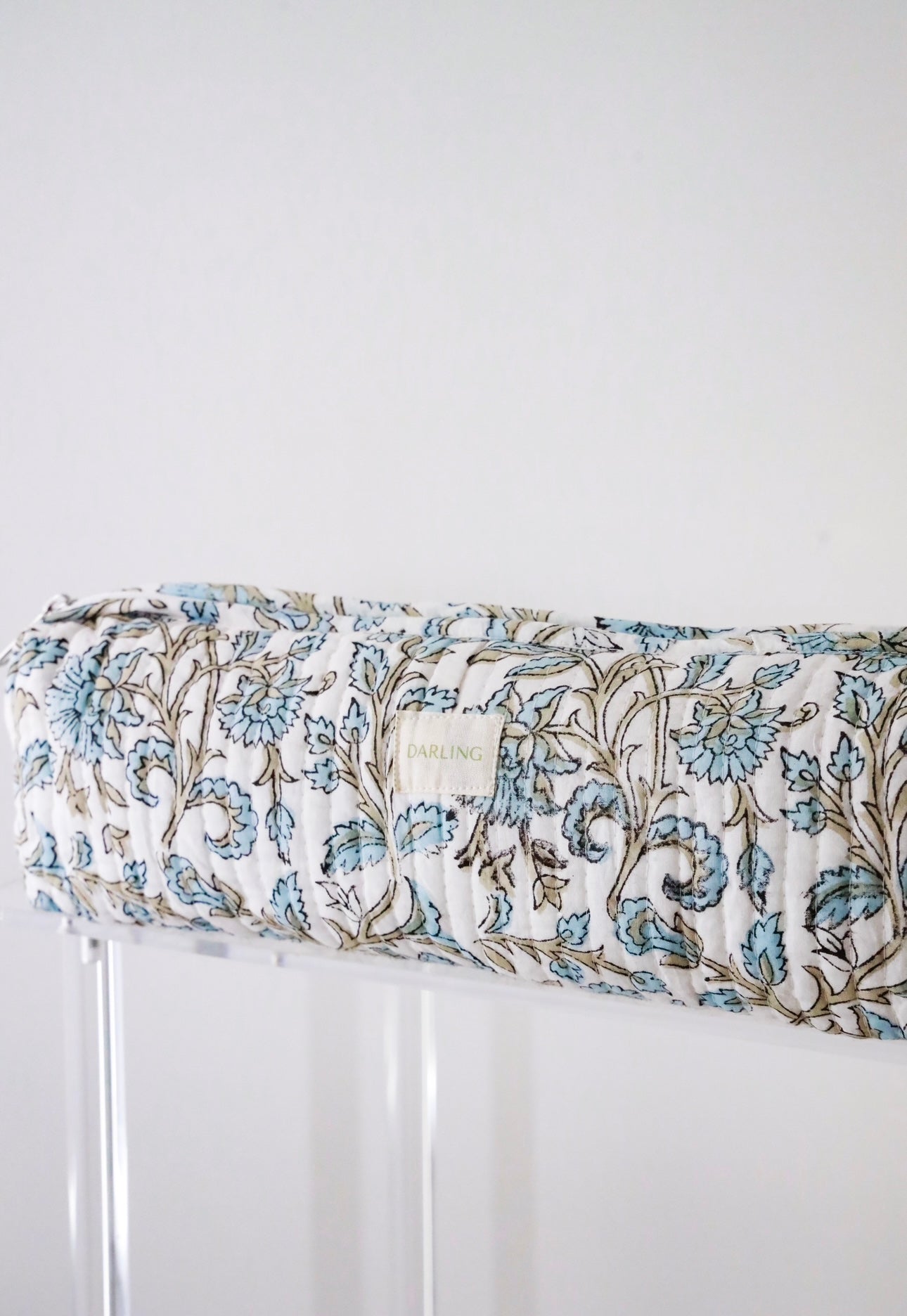 Quilted Hair Tool Bag - Soft Blue Vine