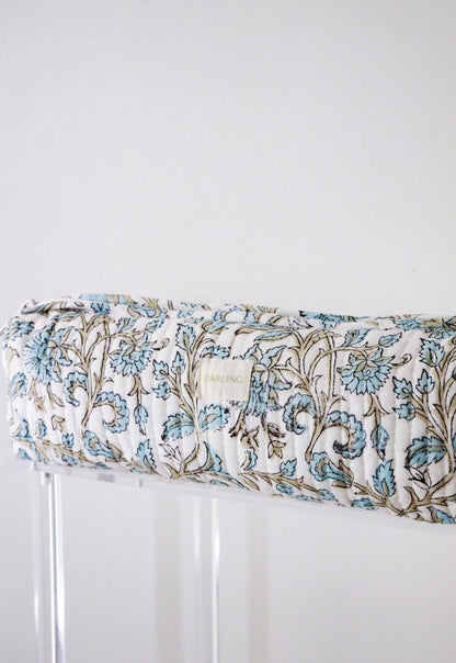 Quilted Hair Tool Bag - Soft Blue Vine