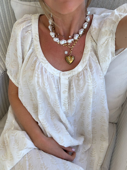 Short Sleeve Long Nightgown - Sand Dune