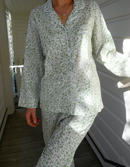 Cozy Pajama Set - Dainty Green Vine