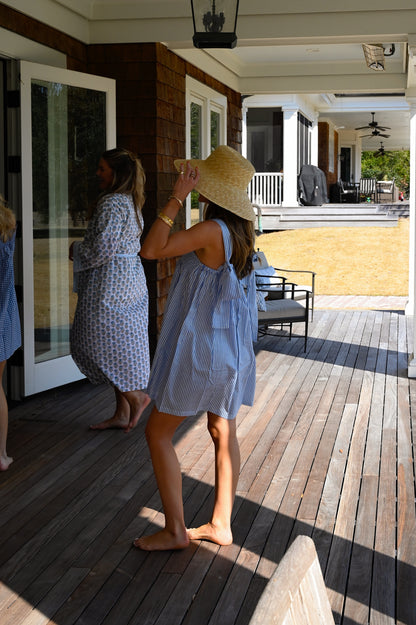 Tie Sleep Dress - Light Blue Stripe