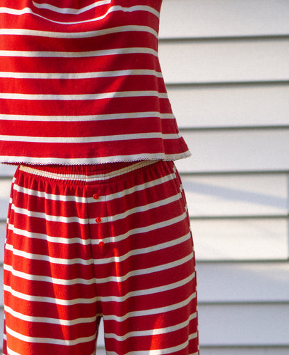 Perfect Pima PJ Set - Red French Stripe