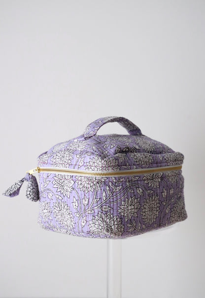 Quilted Cosmetic Train Case - Lavender Mist