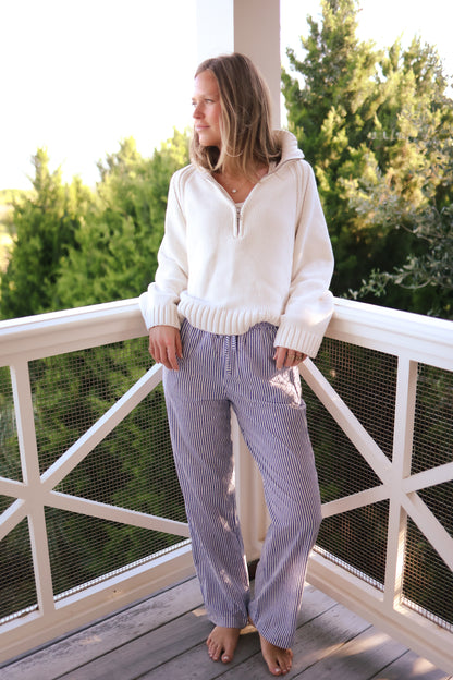 Lounge Pants - Thin Navy and White Stripe