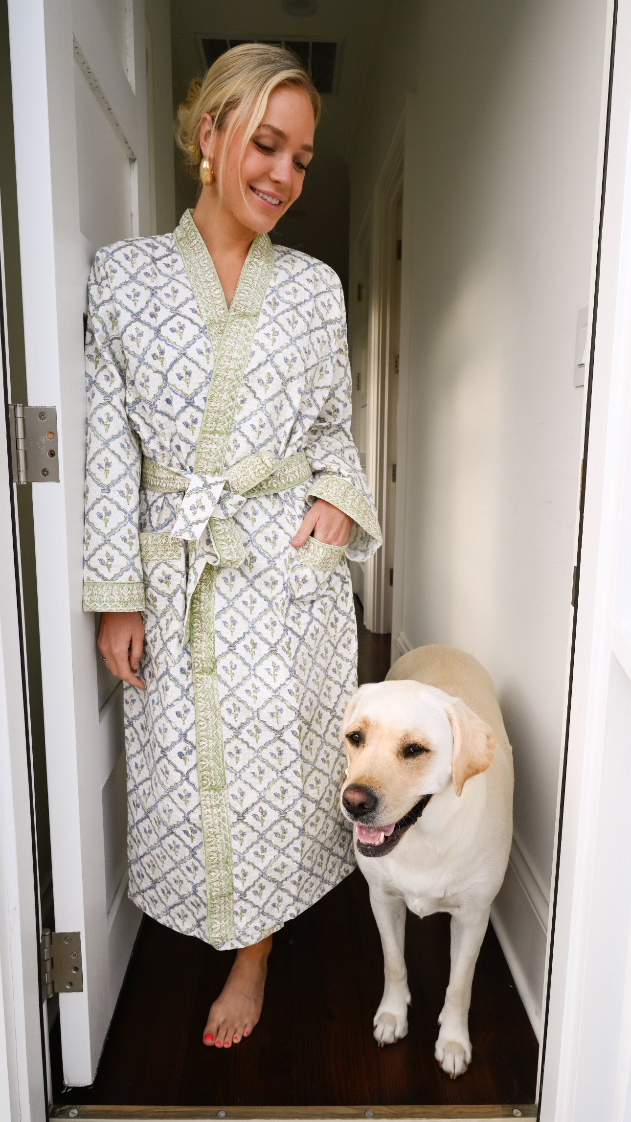 Waffle Bathrobe in Blueberry Lattice