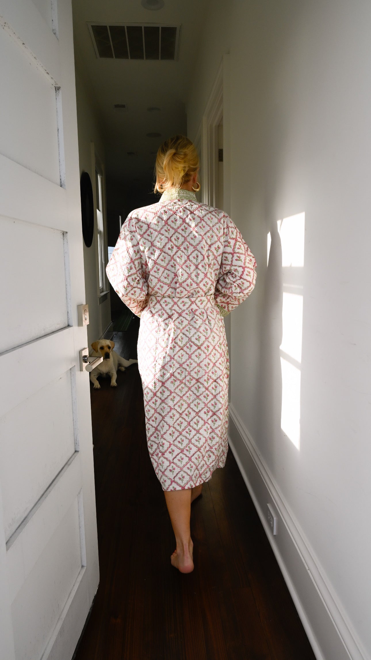 Waffle Bathrobe in Strawberry Lattice