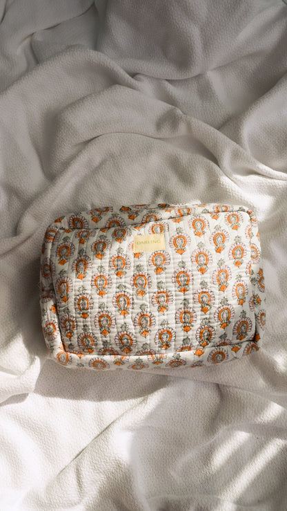 Quilted Cosmetic Bag - Pastel Medallion