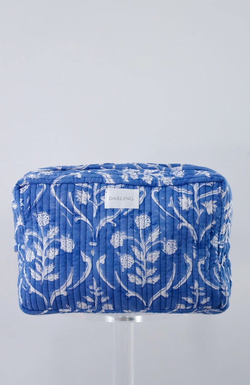 Quilted Cosmetic Bag - Deep Sea Blue