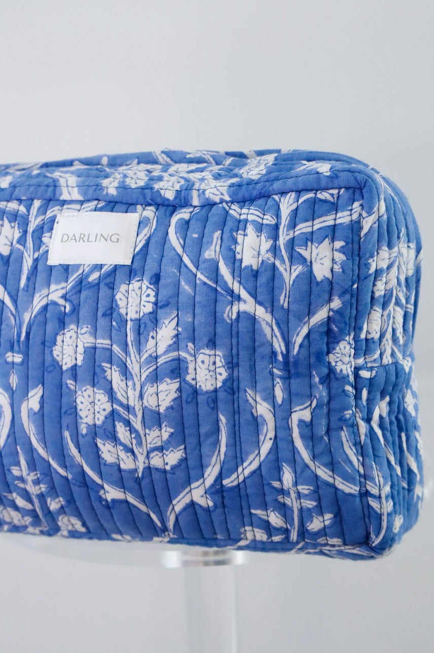 Quilted Cosmetic Bag - Deep Sea Blue